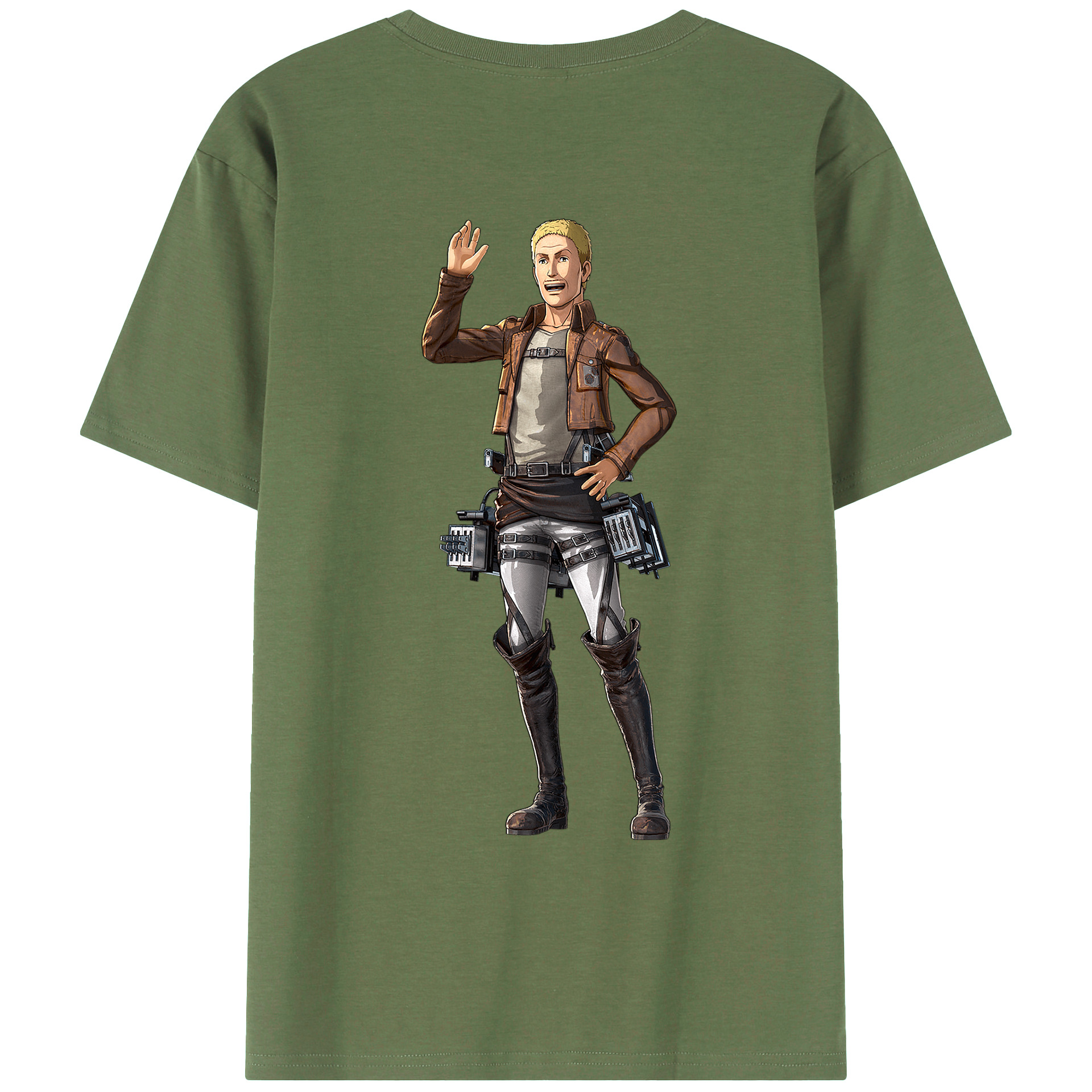 （画像用） 進撃の巨人 ハンネス Attack on Titan Hannes 綿100％ メンズ半袖Tシャツ（バックプリント） 通気性